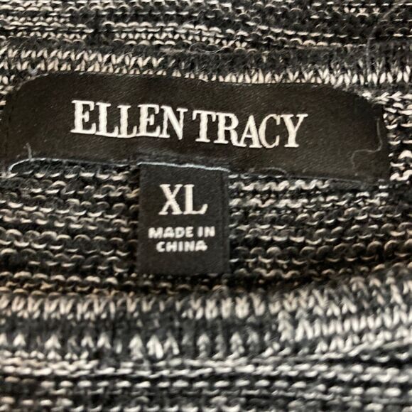 Ellen Tracy Marled Light Knit Sweater Size XL Black/Ivory Color - Picture 6 of 8